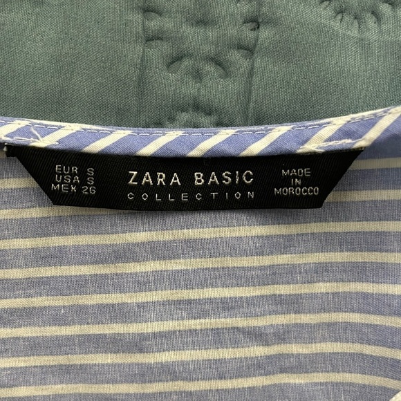 Zara blue/white stripped wrap top in cotton fabric. 3 quarter sleeves Size S - Picture 4 of 4